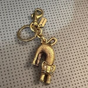 Coach Gold Cat Charm Keychain